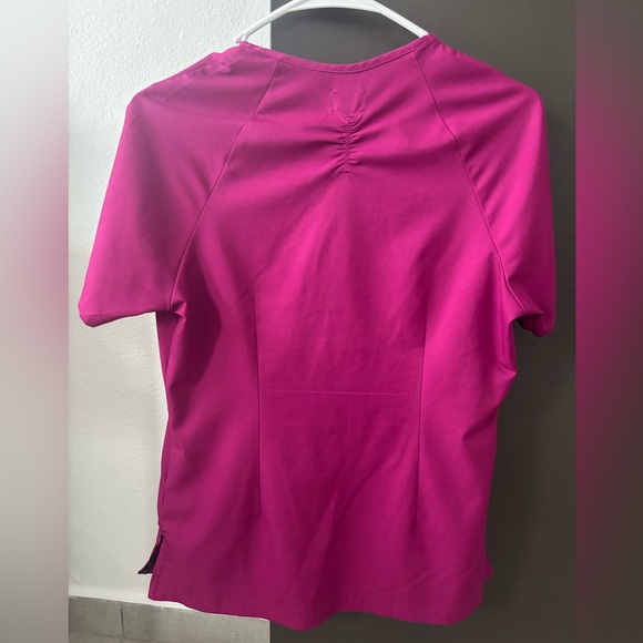 KOI Lite Stretch Scrub Set - Action Y-Neck Top (XXS) & Pants (XS) - Raspberry - Picture 7 of 9